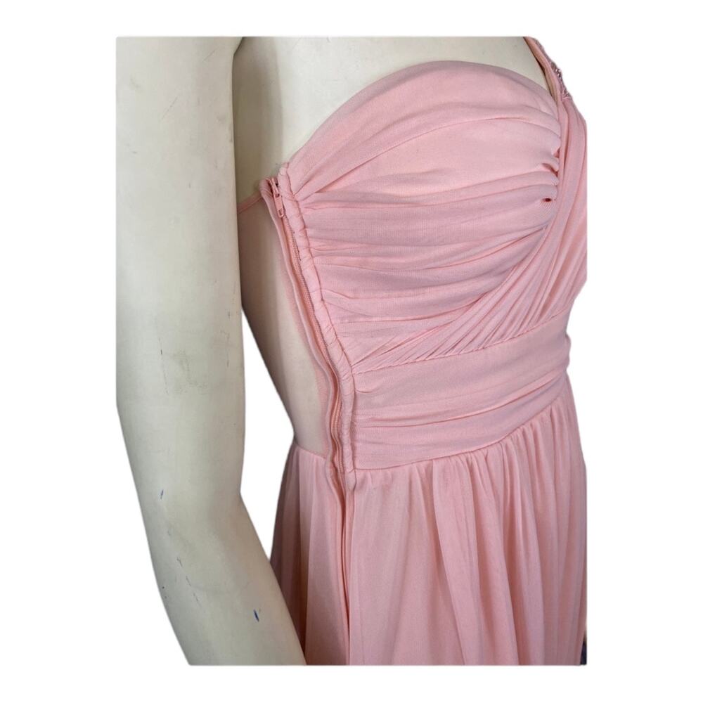 B. DARLIN Pale Peach Sequin & Chiffon one shoulder Gown size 3/4 - Picture 10 of 12
